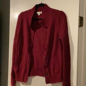Chunky dark red cardigan